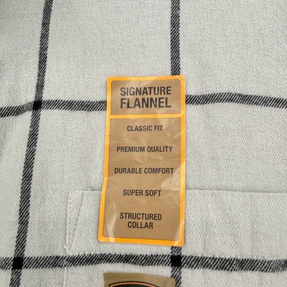 Foundry Signature Flannel Shirt Size LT Gray Plaid Cotton Classic Fit Button Up - Picture 7 of 11